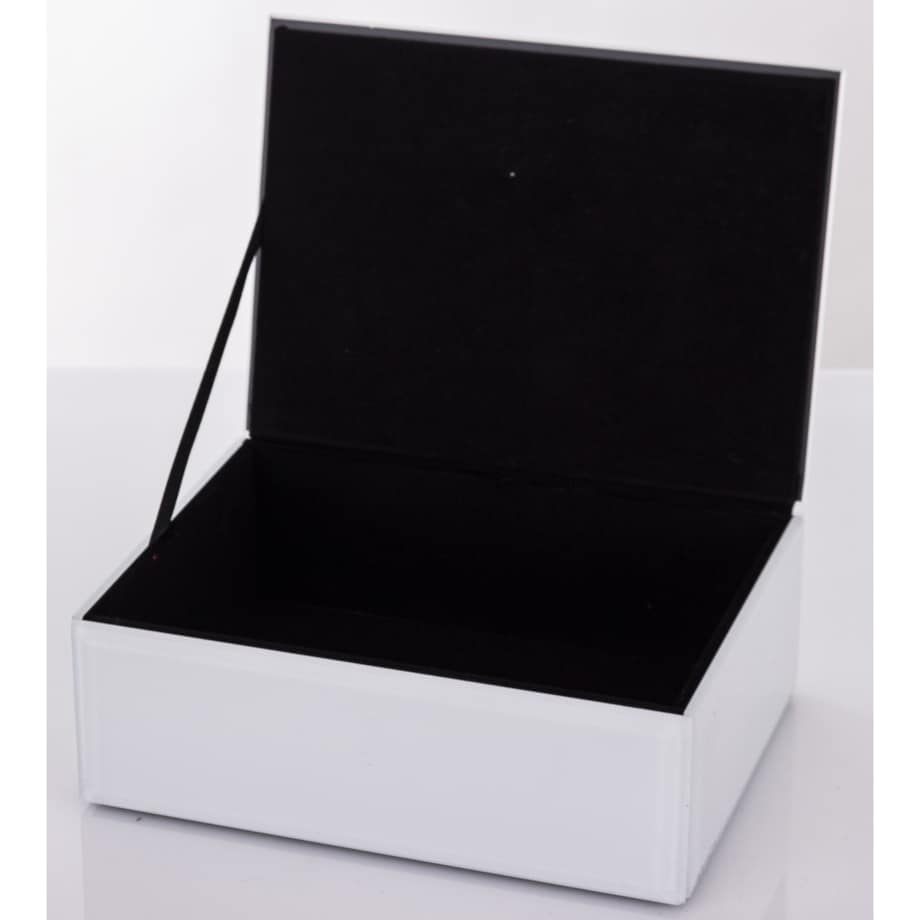 Szkatułka szklana na biżuterię 16x12x8,5 cm DEKOR AGAT biała