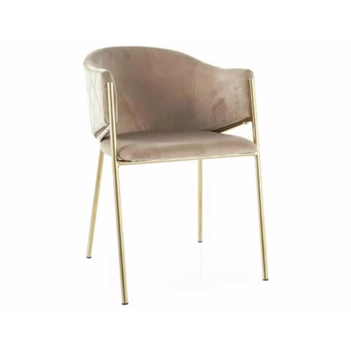 Krzesło tapicerowane BONO VELVET beżowe/złote