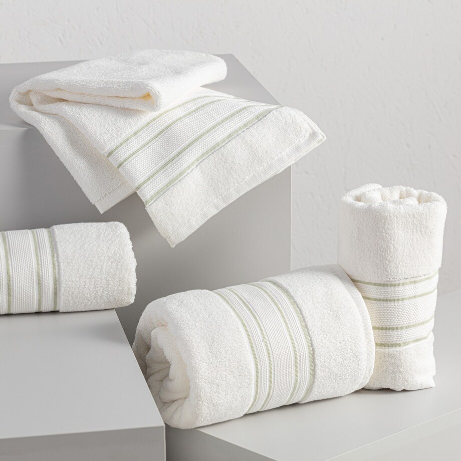 Zestaw ręczników Gunnar 3szt. creamy white green, 50 x 90 / 70 x 140 cm