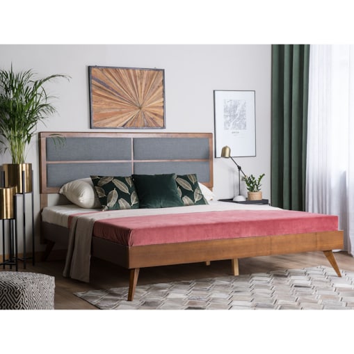 Łóżko 160 x 200 cm ciemne drewno POISSY