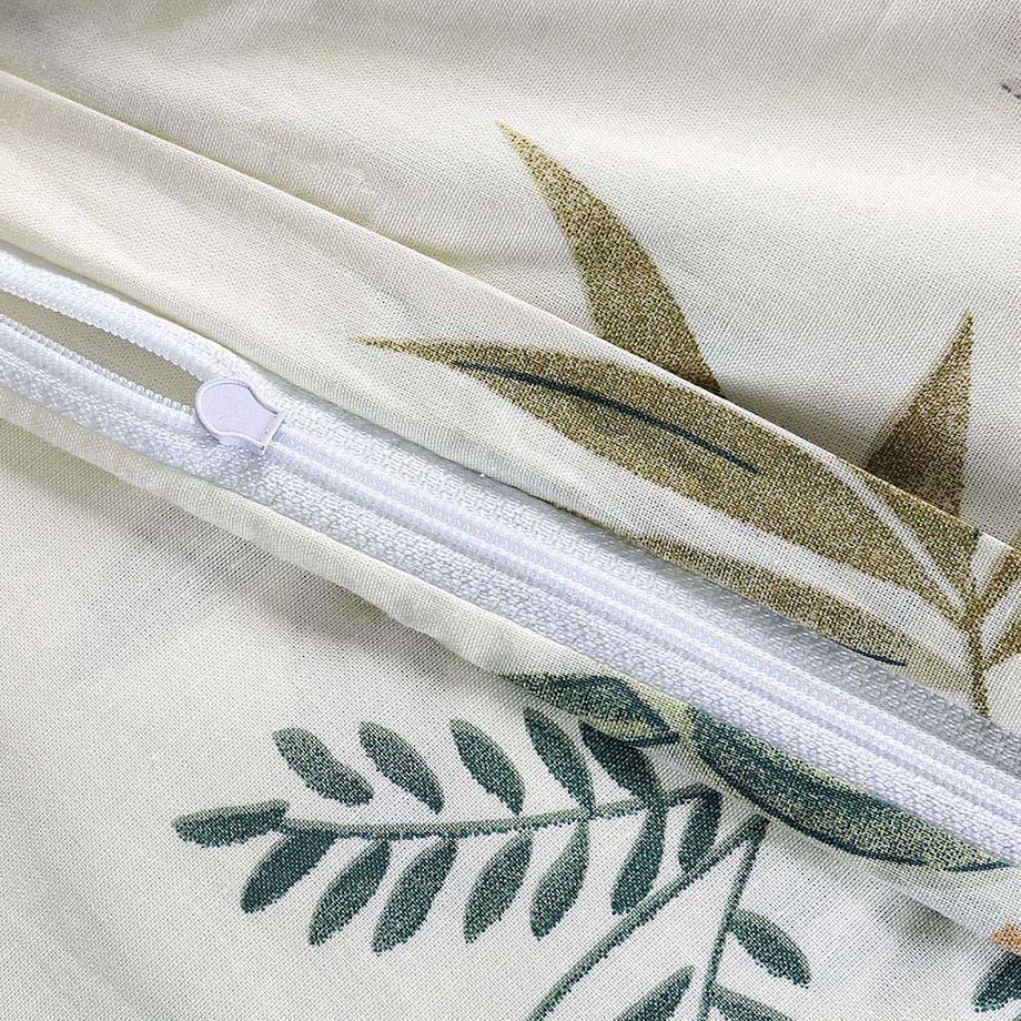 Poszewka dekoracyjna bawełniana 40x40 Herbalia kremowa w botaniczny wzór kwiatowy, Cottonlove