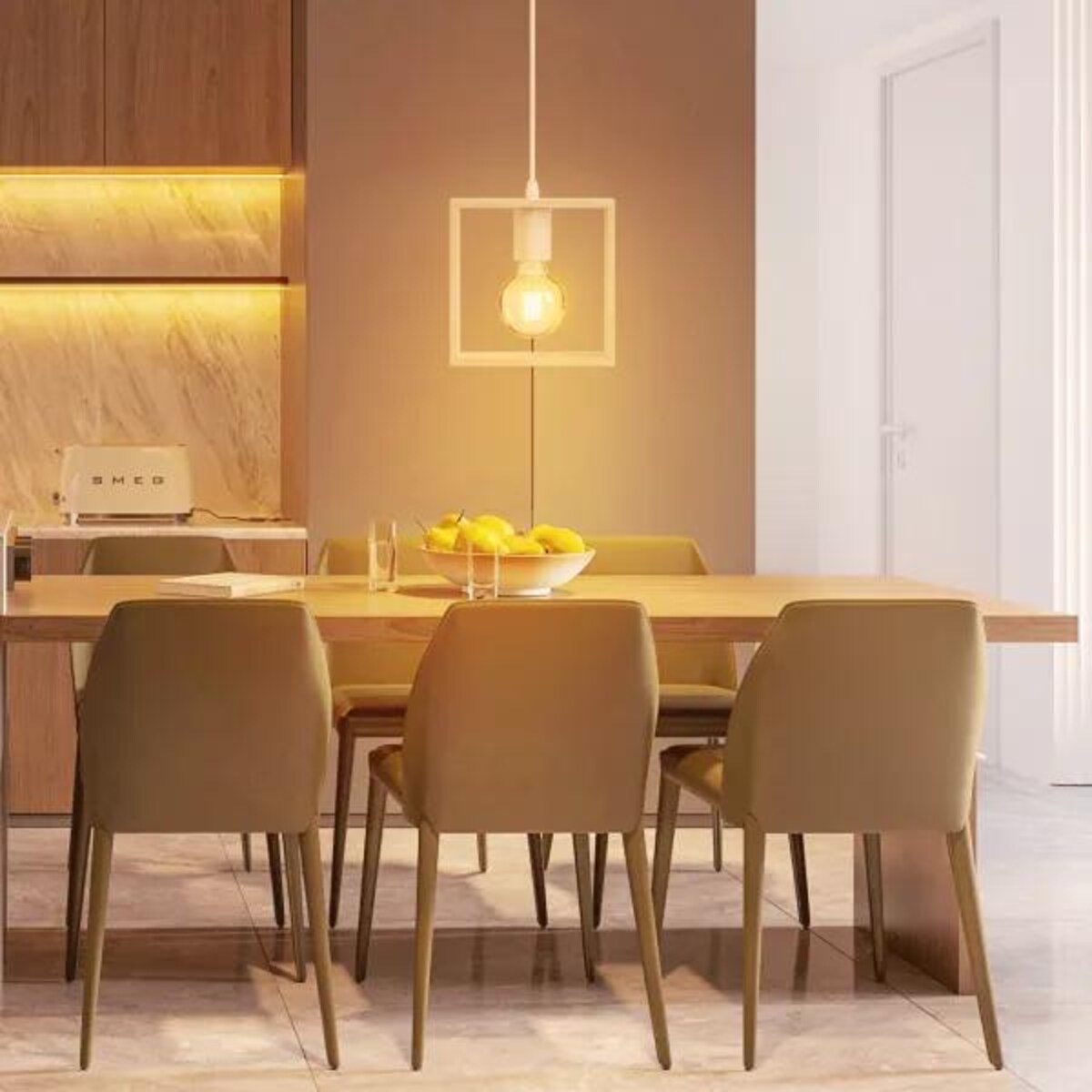 drewniana lampa wisząca bukowa kwadratowa e27