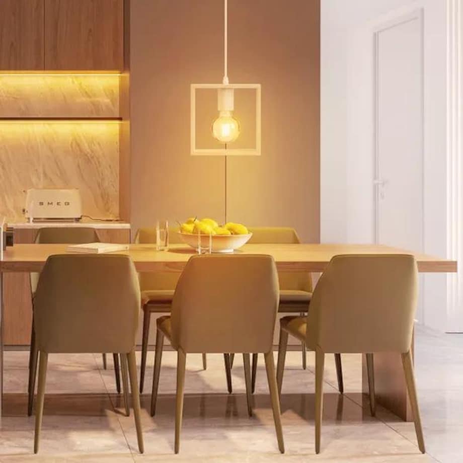 drewniana lampa wisząca bukowa kwadratowa e27