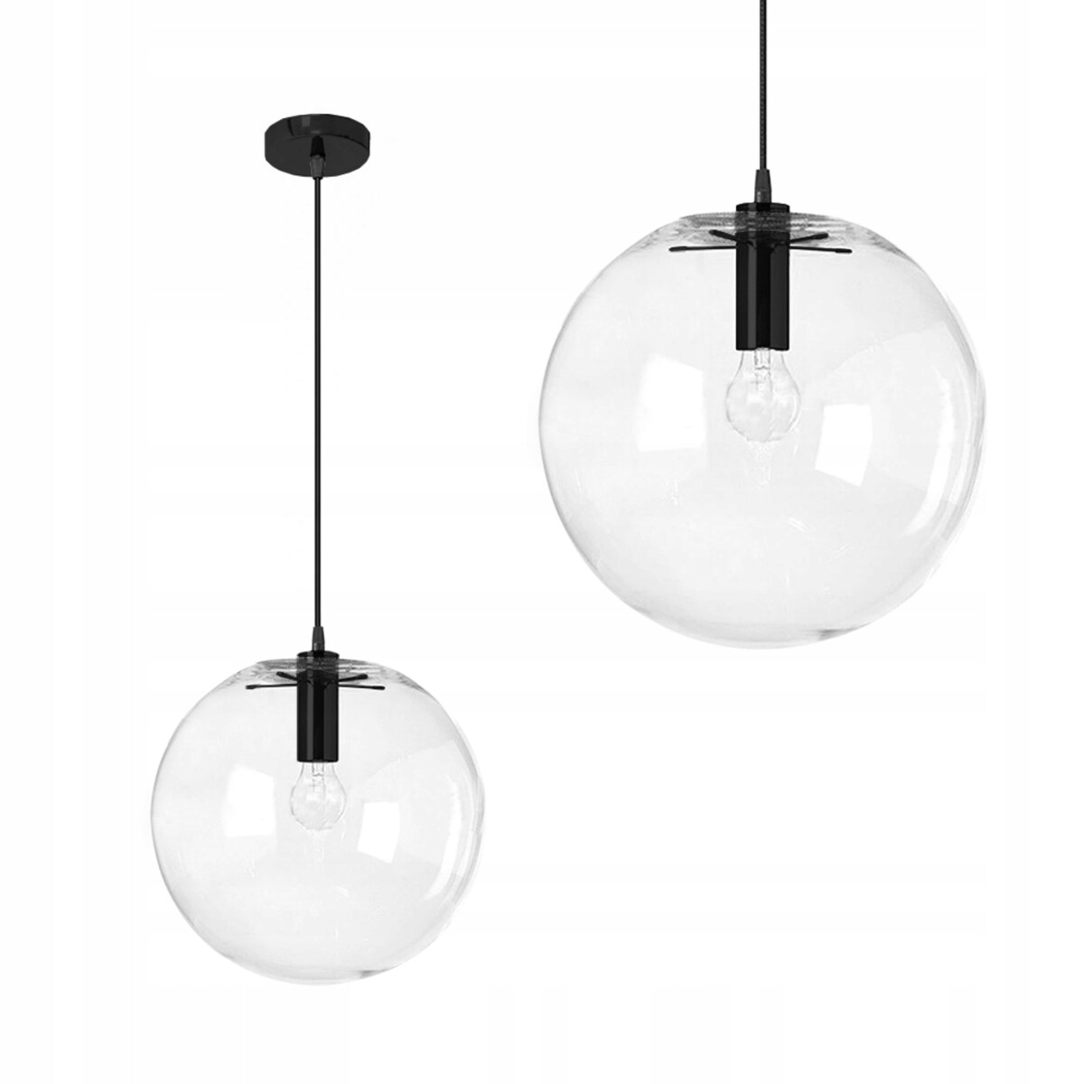 Lampa Wisząca Szklana Kula Black Czarna Lassi 25Cm