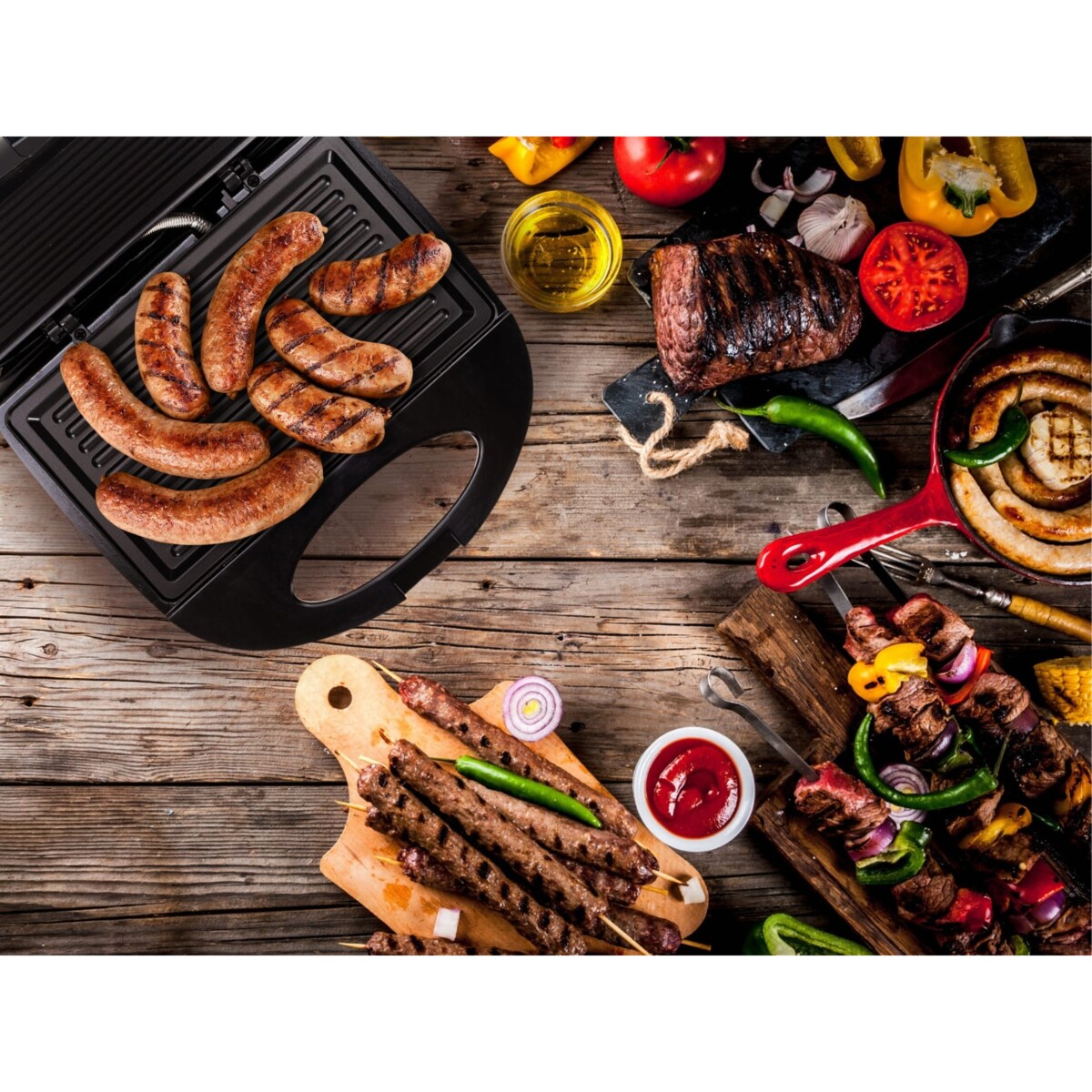 Grill elektryczny opiekacz do kanapek tortilli 800W KAMILLE