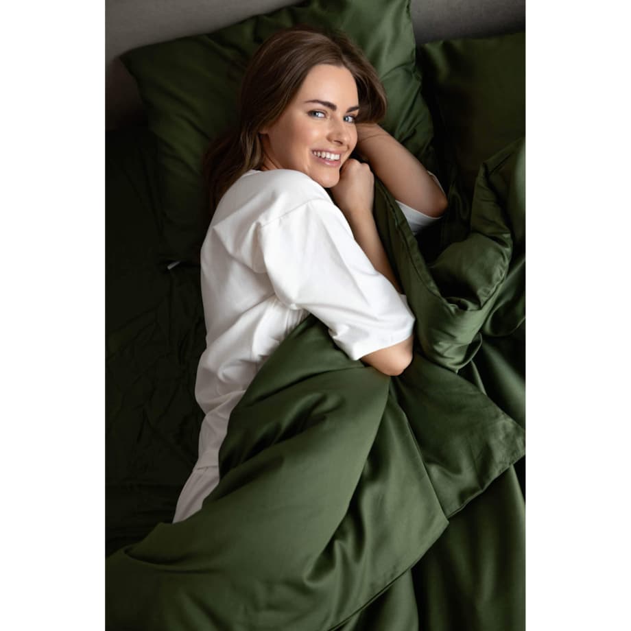 Pościel satynowa forest green 160/200 + 2 x 70/80 cm