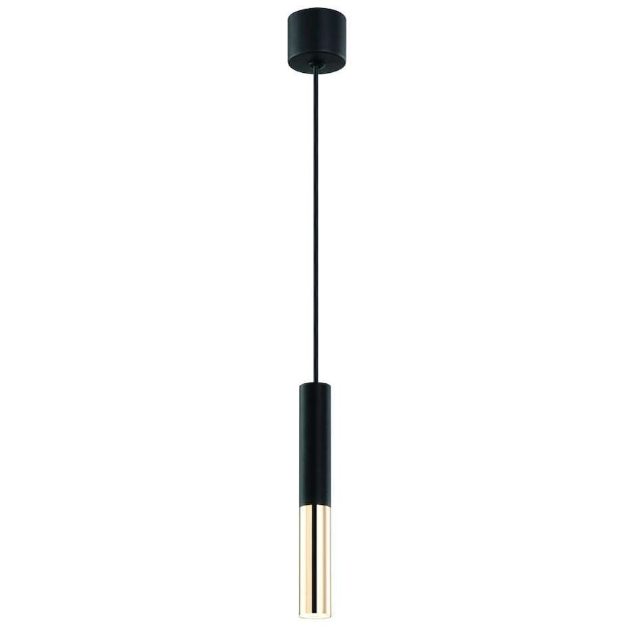 Wisząca LAMPA industrialna Slimi S Nero / Gold Orlicki Design metalowa OPRAWA zwis tuba LED 3,5W czarna złota