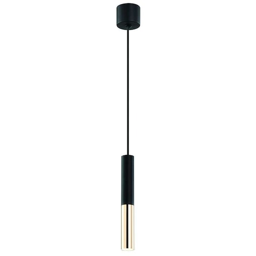 Wisząca LAMPA industrialna Slimi S Nero / Gold Orlicki Design metalowa OPRAWA zwis tuba LED 3,5W czarna złota