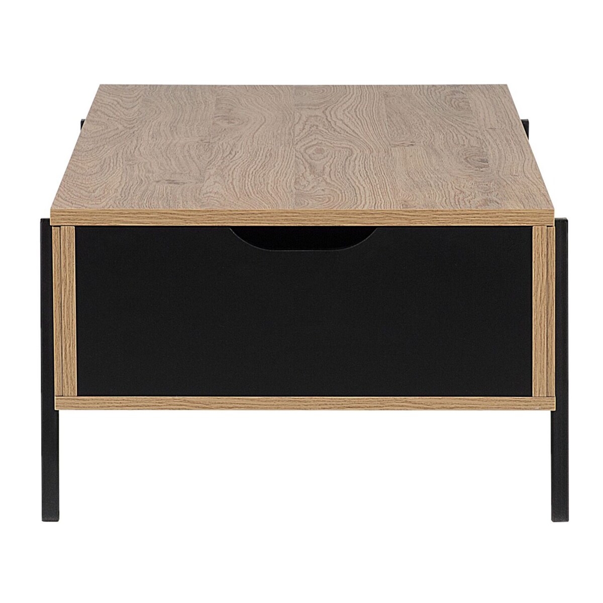 Stolik kawowy z półkami jasne drewno z czarnym BLACKPOOL