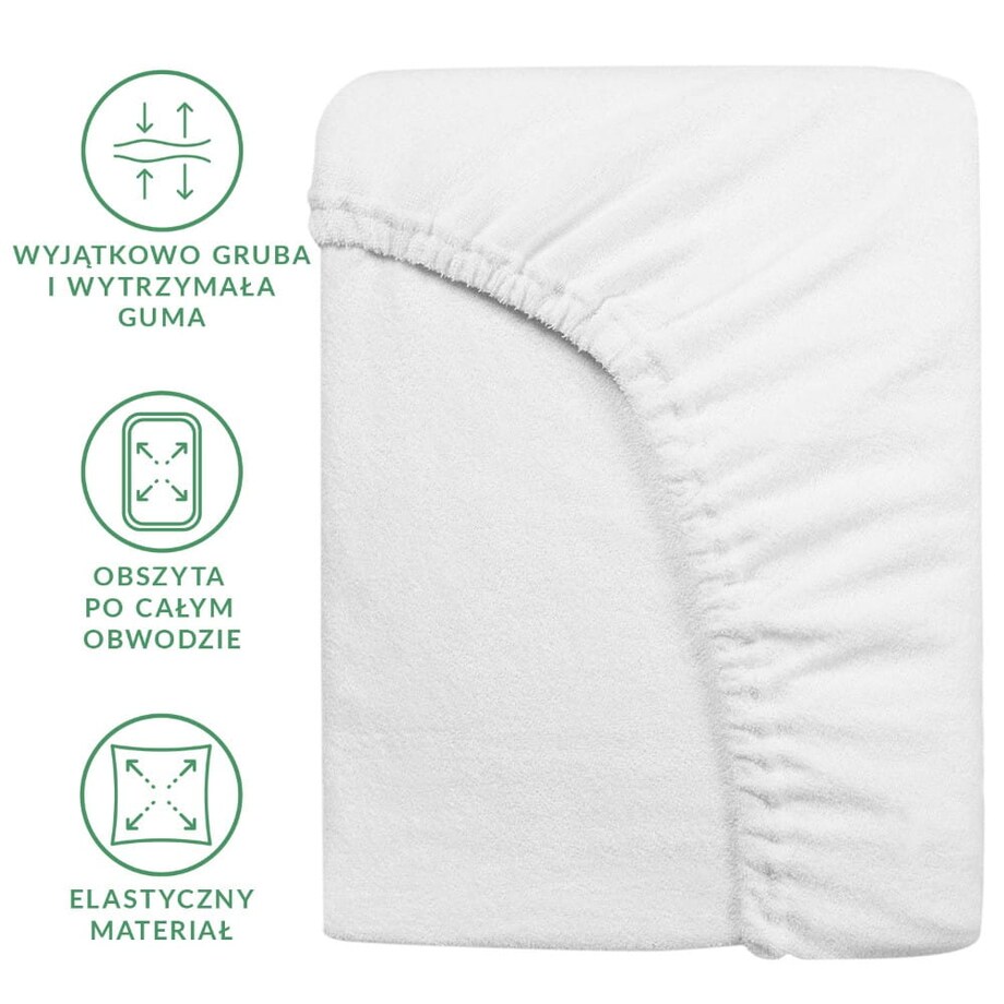Prześcieradło z bawełny frotte z gumką 90x200 kolor biały