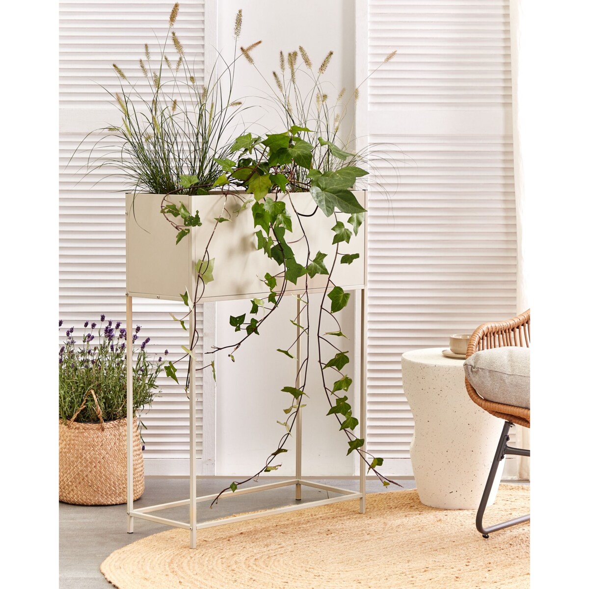 Donica na nóżkach TAPIEN Metal 70 cm Beżowy