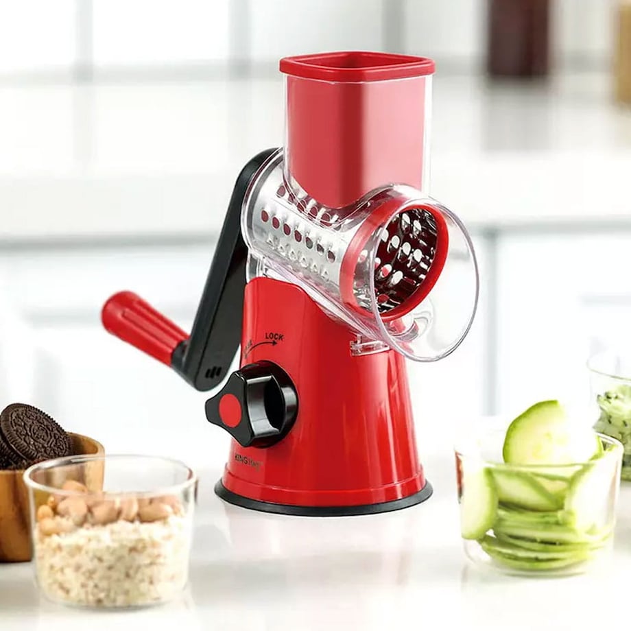 Tarka obrotowa bębnowa do warzyw sera bakalii czerwona KINGHOFF