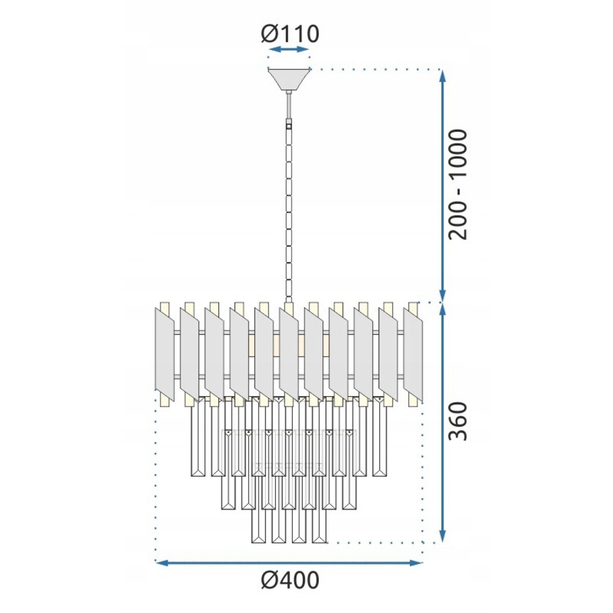 Lampa Sufitowa Kryształowa Glamour Złota Kryształ