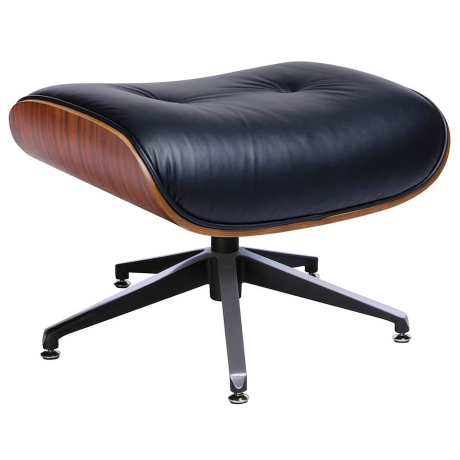 Regulowany fotel Lounge do salonu czarny z podnóżkiem, King Home