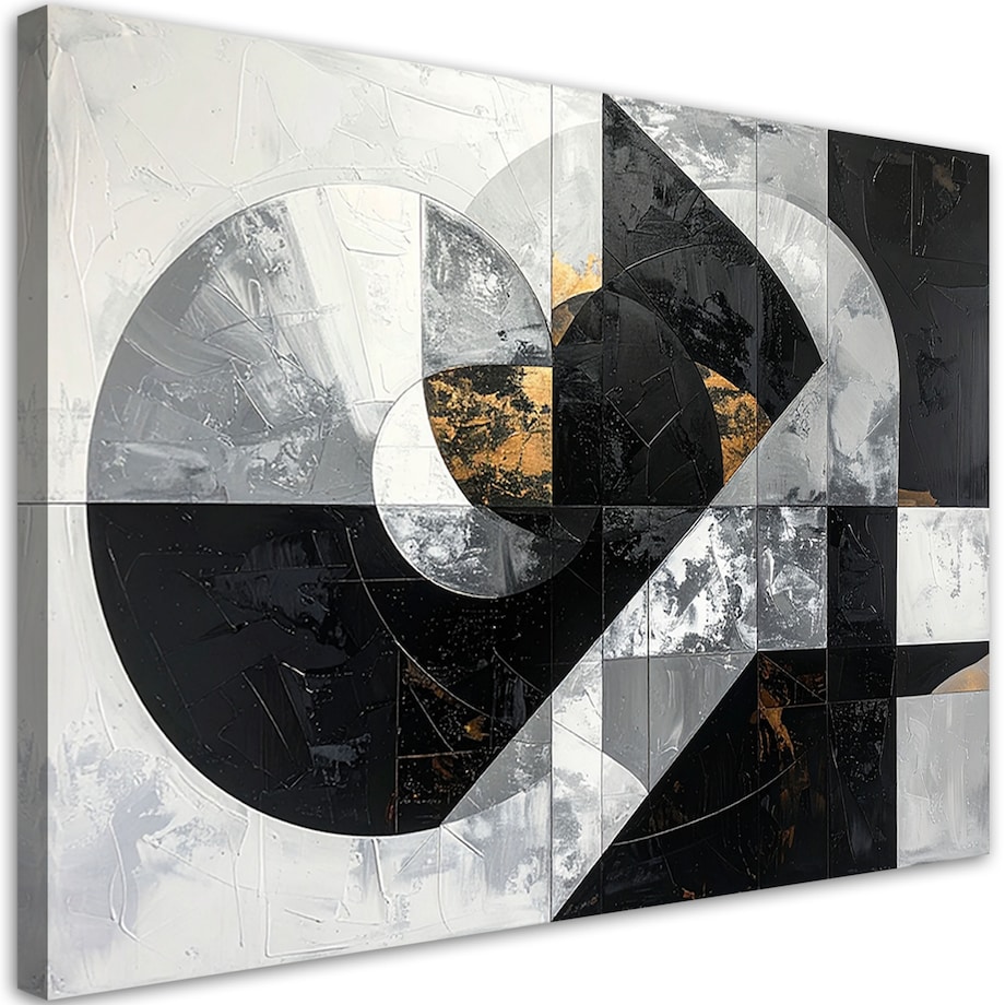 Obraz do salonu sypialni biura, Abstrakcyjne geometryczne kształty czarno biały