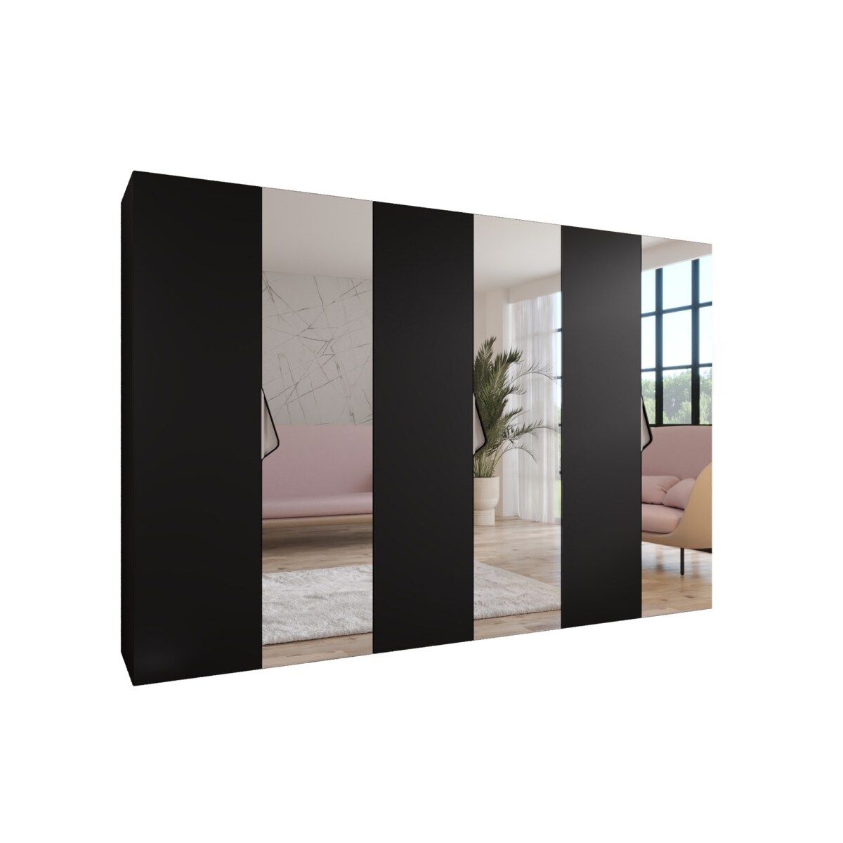 Szafa uchylna z lustrem Sandi 2 300 (3X100) wys 202 cm Czarny + u Kaszmir