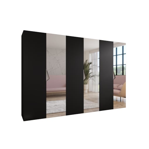 Szafa uchylna z lustrem Sandi 2 300 (3X100) wys 202 cm Czarny + u Kaszmir