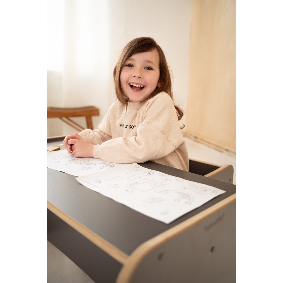 Krzesełko / stolik 2w1 - LONGY - szary