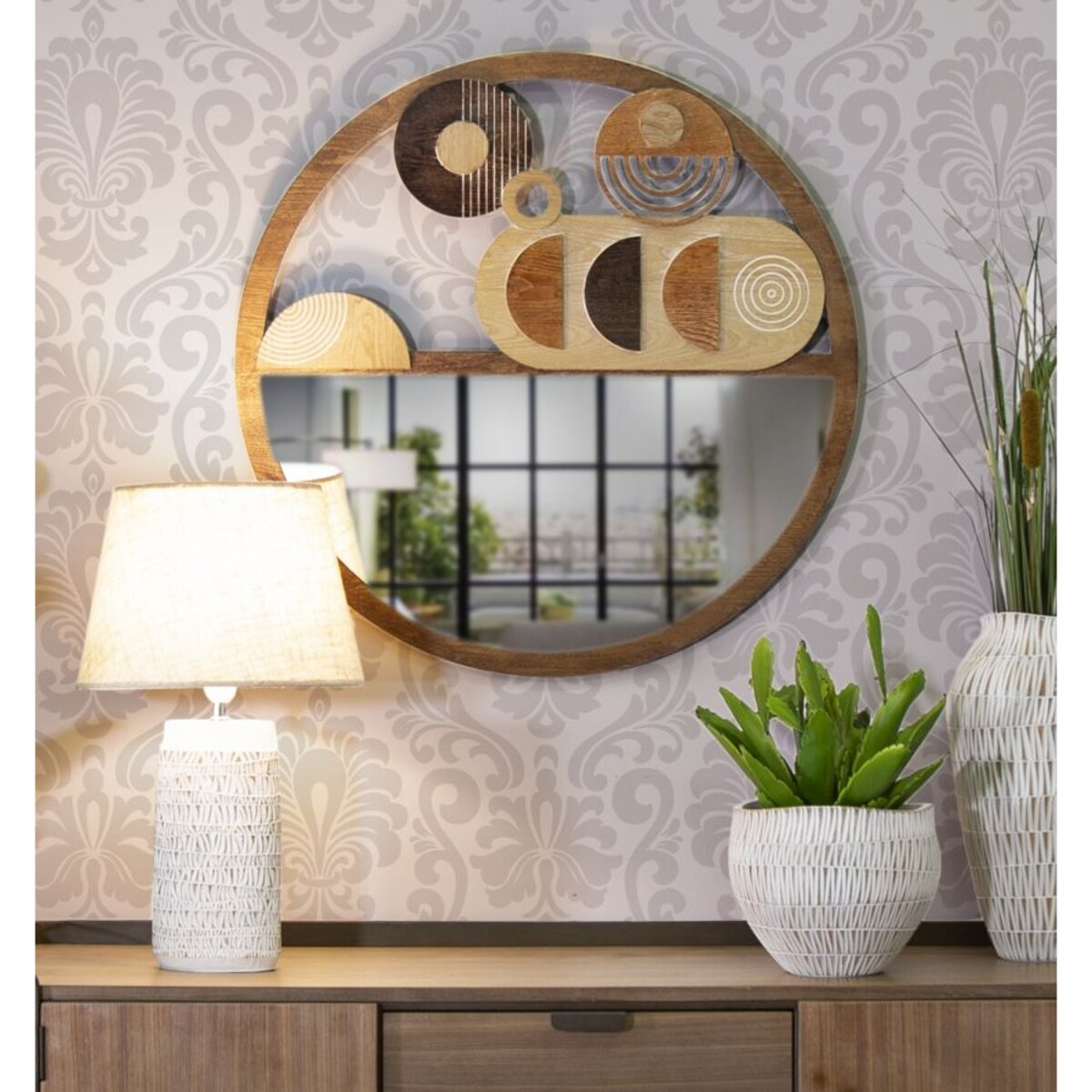 Lustro ścienne Block, kolor wielokolorowy, płyta MDF, 80 x 3 x 80 cm, do salonu i przedpokoju, Mauro Ferretti