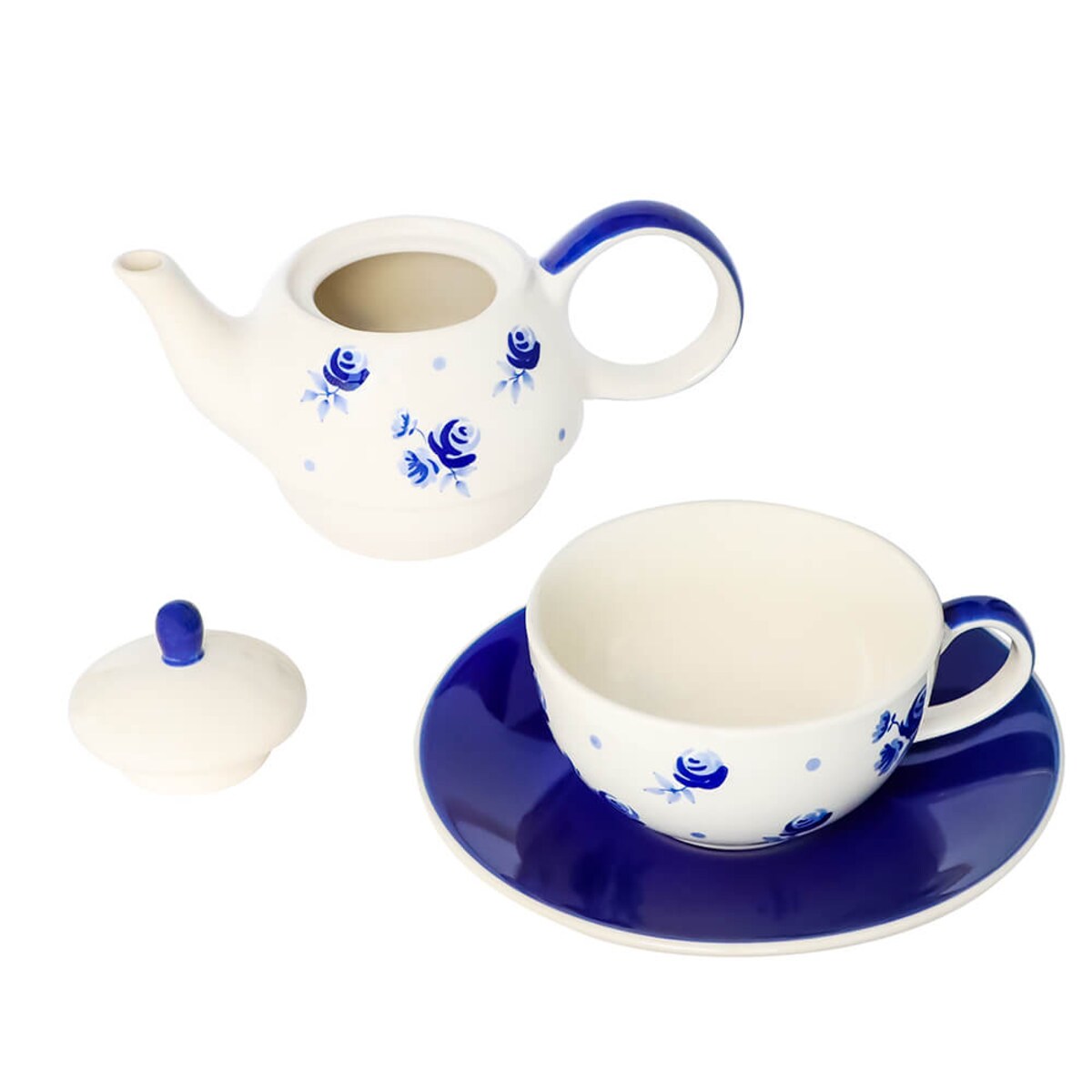 Gotowy zestaw prezentowy Filiżanka z dzbankiem z motywem szafirowych pąków prezent upominek dla babci kobiety mamy koleżanki żony dziewczyny narzeczonej