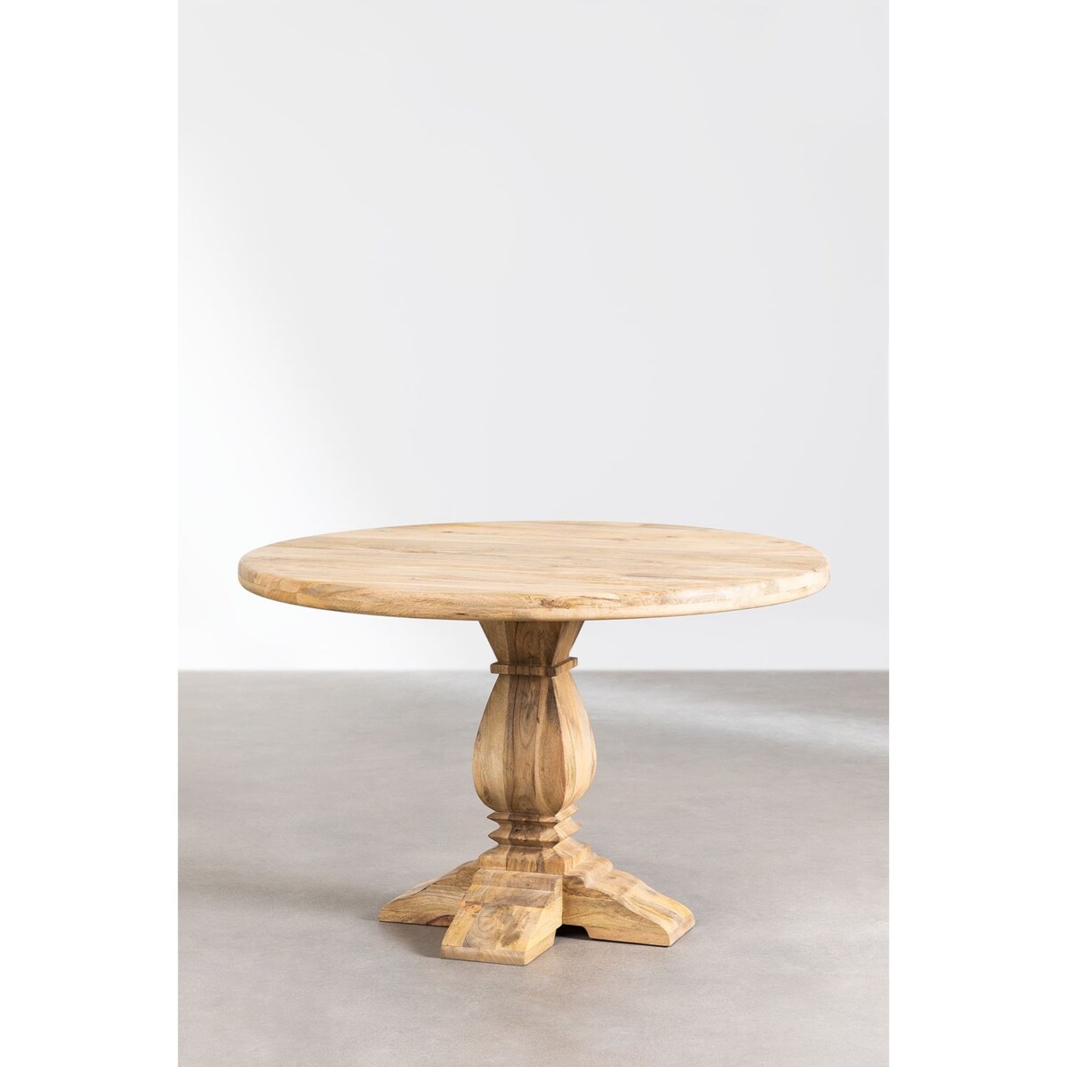 Okrągły stół z drewna mango na jednej nodze Rusby Ø120 cm