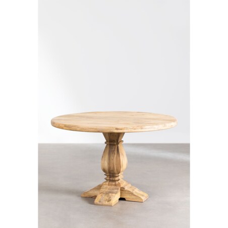 Okrągły stół z drewna mango na jednej nodze Rusby Ø120 cm