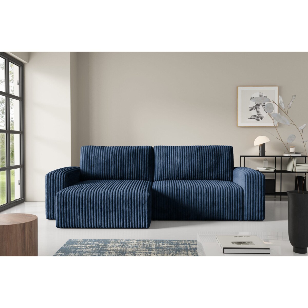 Narożnik FANO z funkcją spania sztruks Kolor: TILIA 77