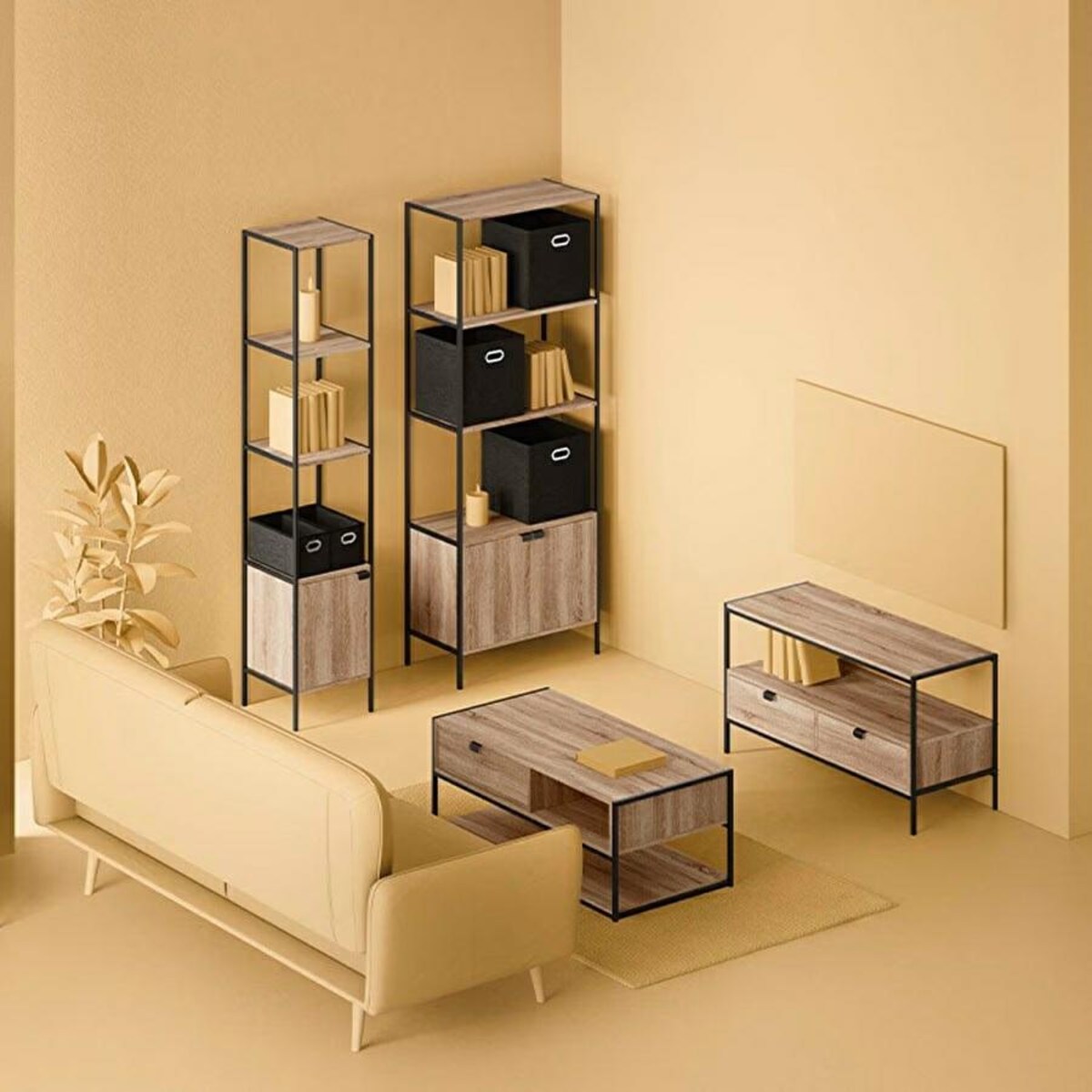 SZAFKA Aliaj 1-DRZWIOWA naturalna/czarna WYSOKIE NOGI