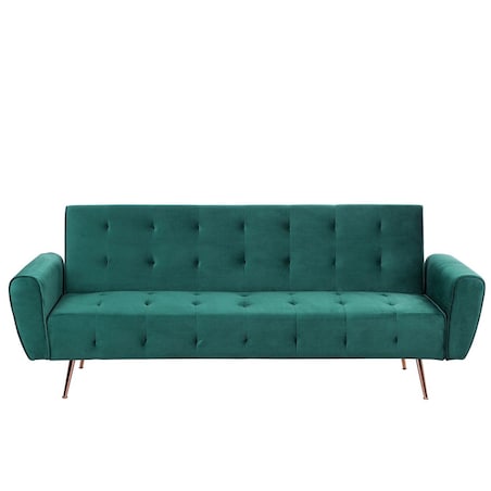 Sofa rozkładana dla 3 osób SELNES Welur Szmaragdowy