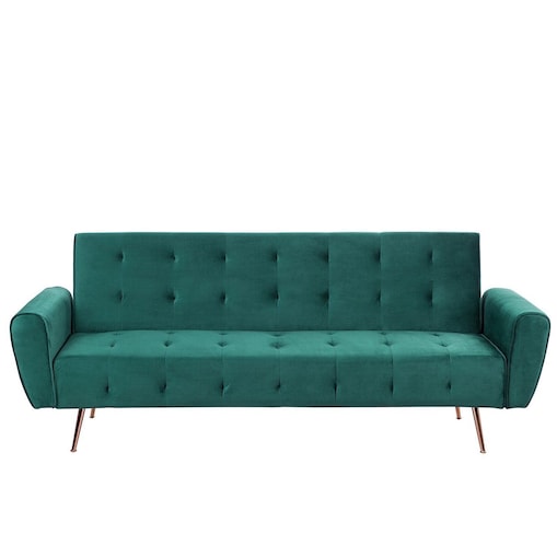 Sofa rozkładana dla 3 osób SELNES Welur Szmaragdowy