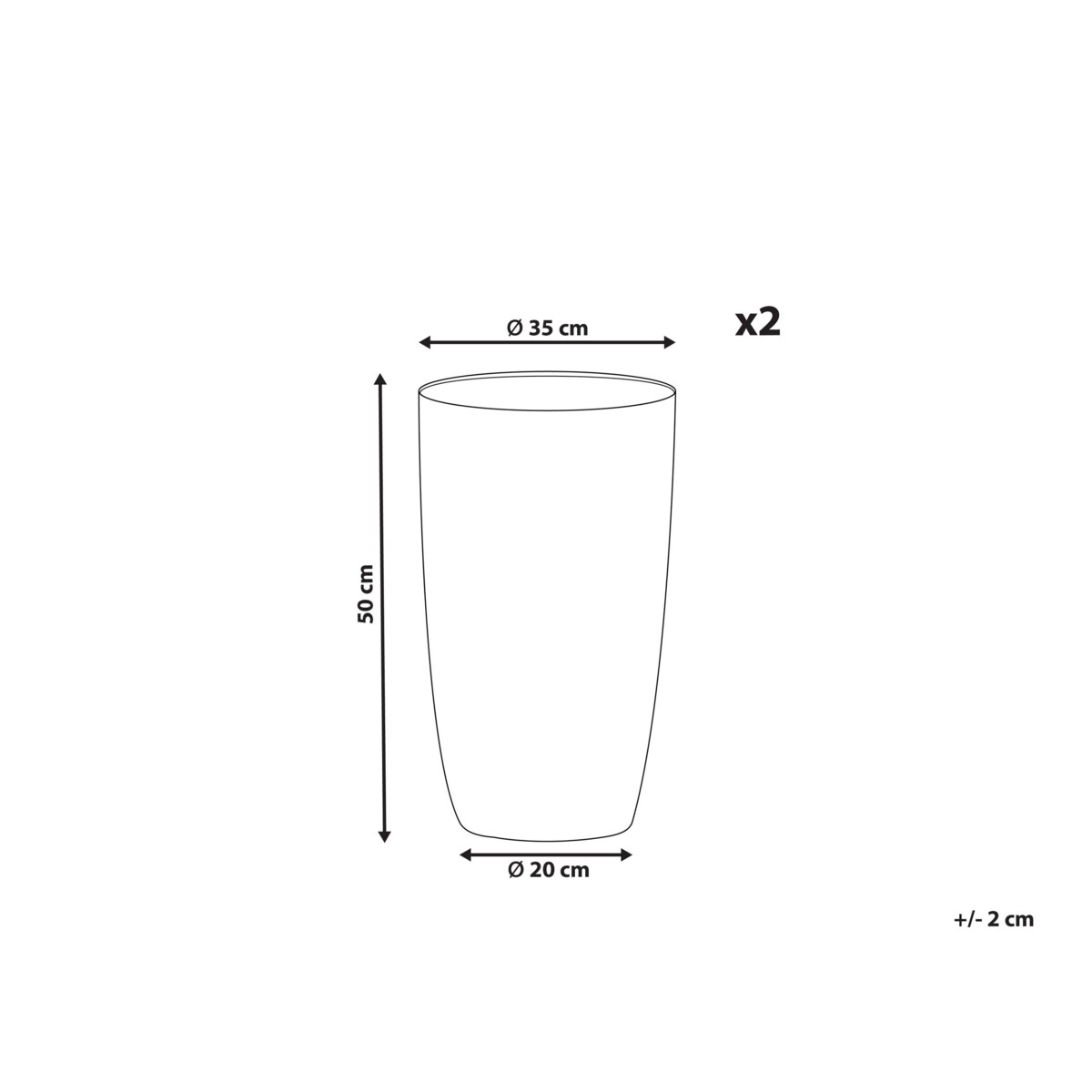 Zestaw 2 doniczek okrągła 35 x 35 x 50 cm szary CAMIA