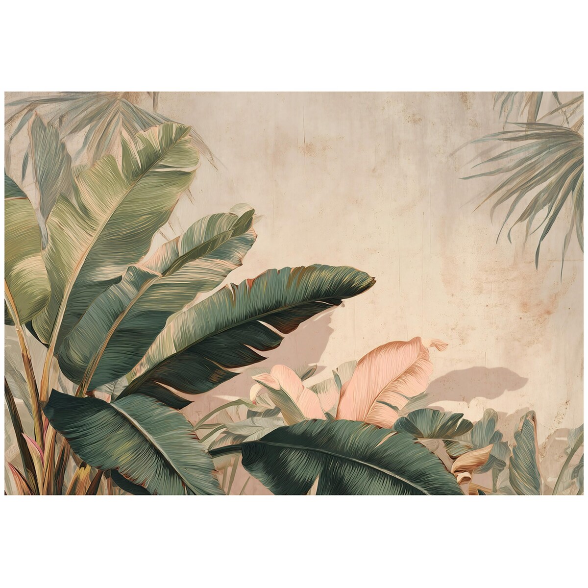 Fototapeta Do Sypialni Salonu Na Flizelinie Liście Beton Zielony 250x175