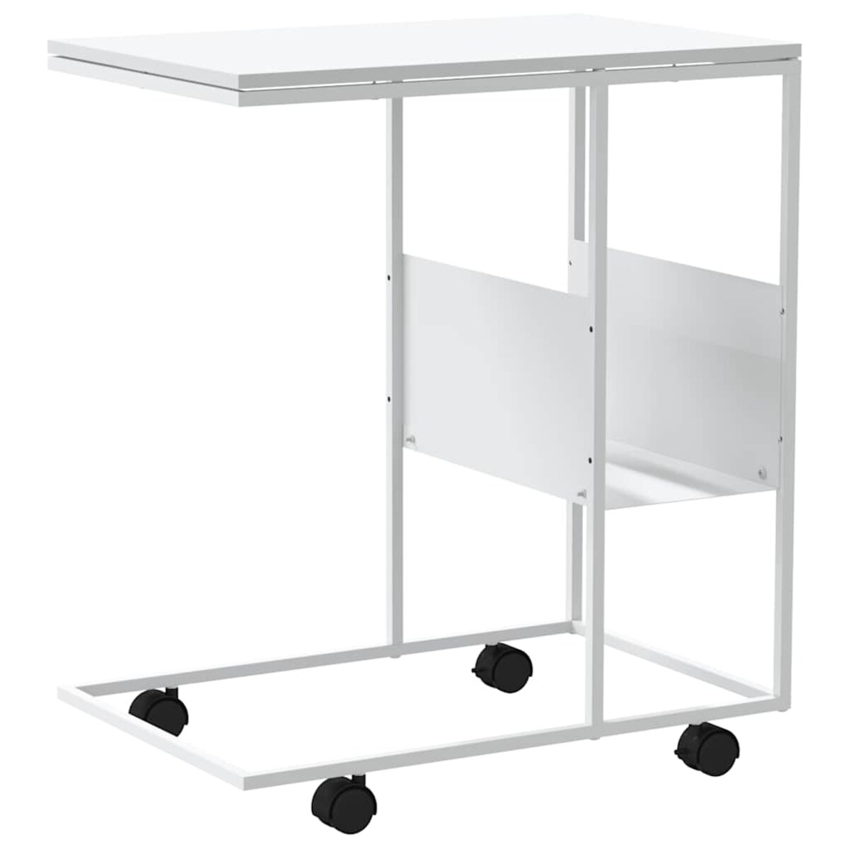 vidaXL Stolik boczny na kółkach, biały, 55x36x63,5 cm