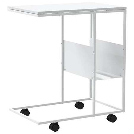 vidaXL Stolik boczny na kółkach, biały, 55x36x63,5 cm