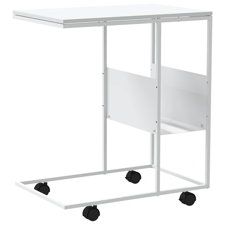 vidaXL Stolik boczny na kółkach, biały, 55x36x63,5 cm