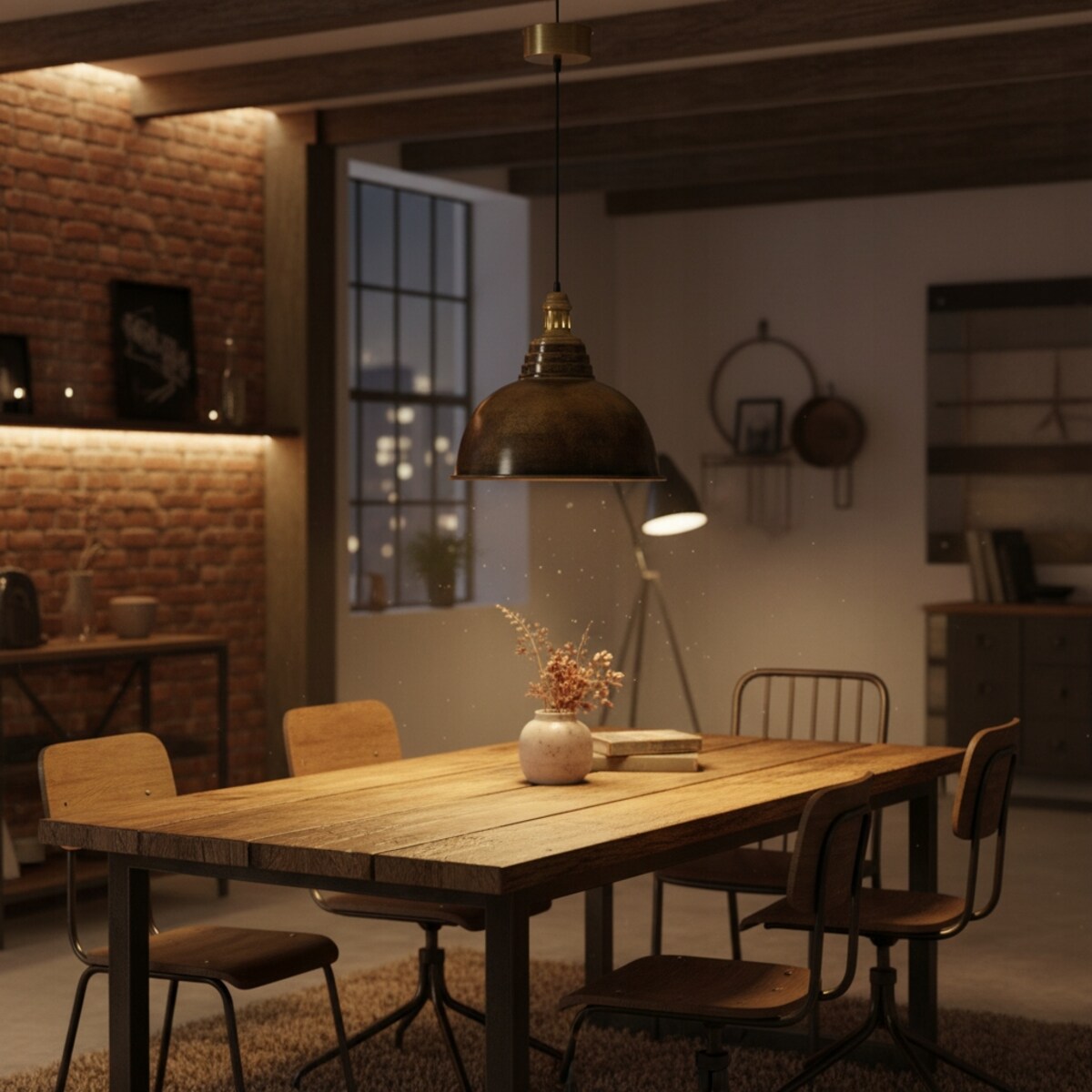LAMPA SUFITOWA WISZĄCA NAD STÓŁ DUŻA 38cm LOFT METALOWA DO SALONU SYPIALNI