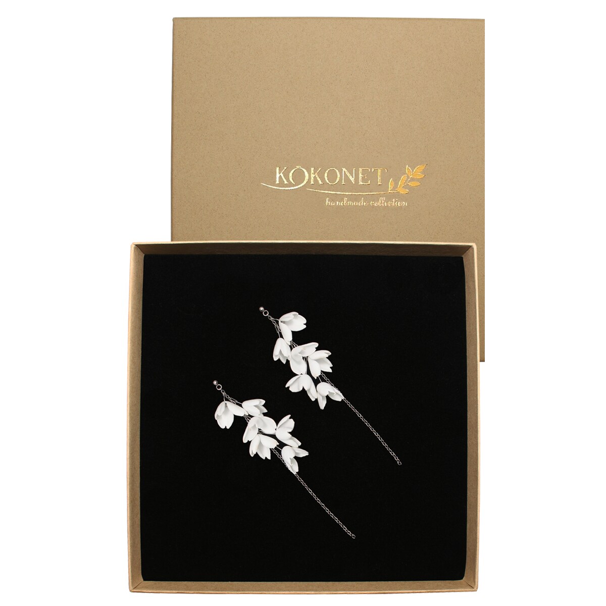 Długie lekkie koczyki kwiatowe delikatne ślub SUBTELNE eleganckie handmade