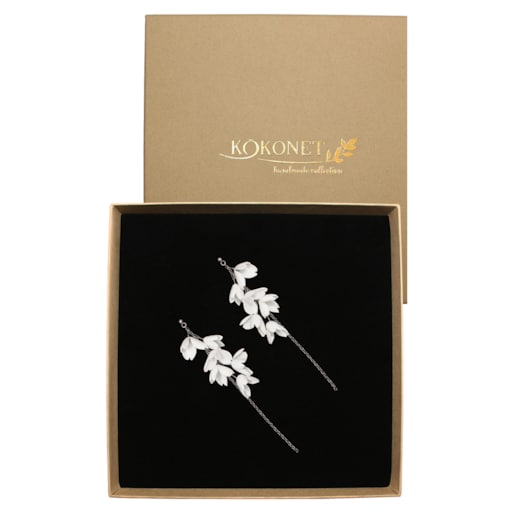 Długie lekkie koczyki kwiatowe delikatne ślub SUBTELNE eleganckie handmade