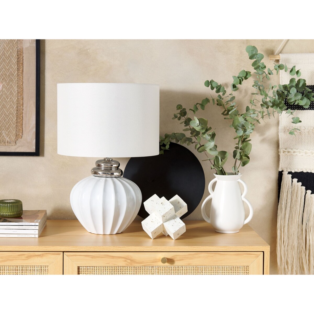 Lampa stołowa ceramiczna biała NERIS