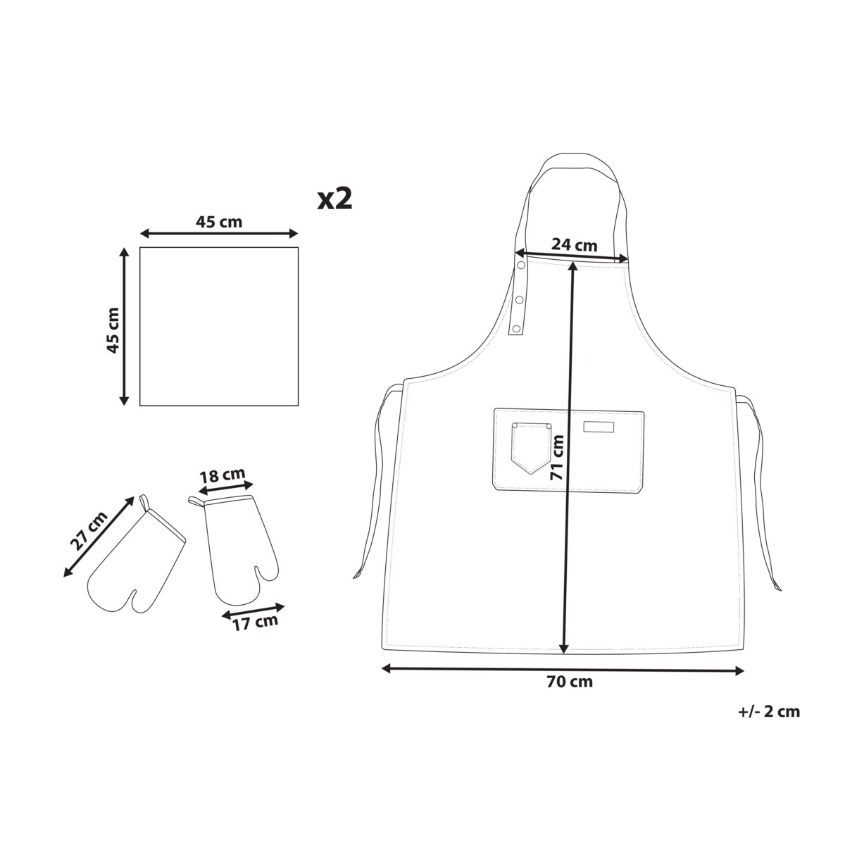 Zestaw tekstyliów kuchennych DAUCUS Brązowy