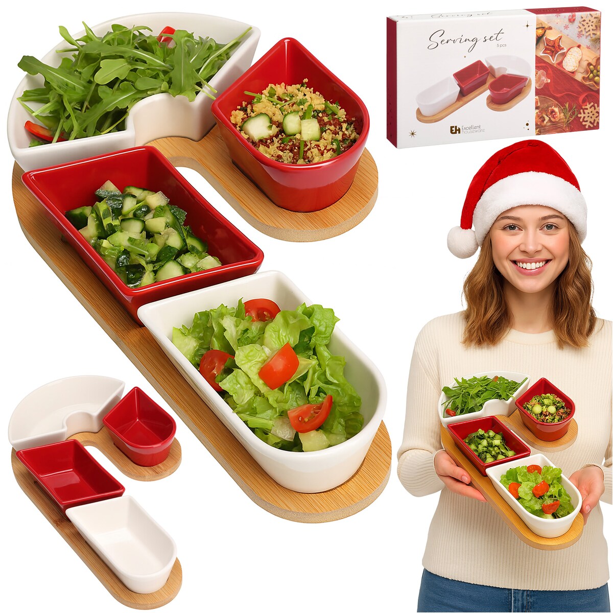 Deska Do Serwowania Na Boże Narodzenie Świąteczna Laska Cukrowa Zestaw 5 Elementów