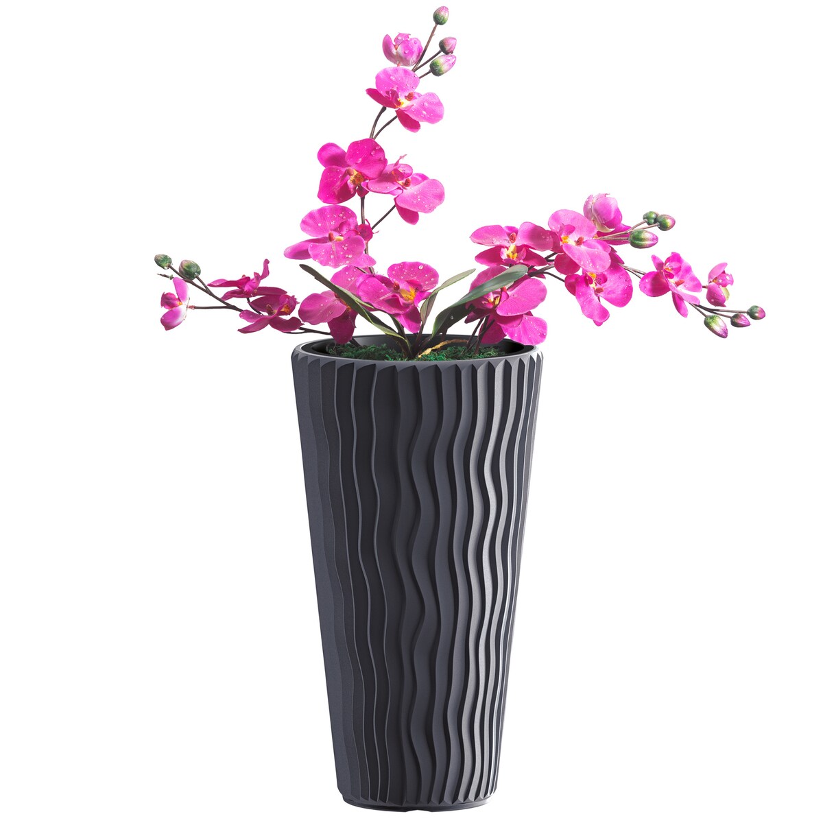 Doniczka Donica Ogrodowa 29,7 Cm Okrągła Wysoka Na Taras Do Ogrodu Domu Antracytowa