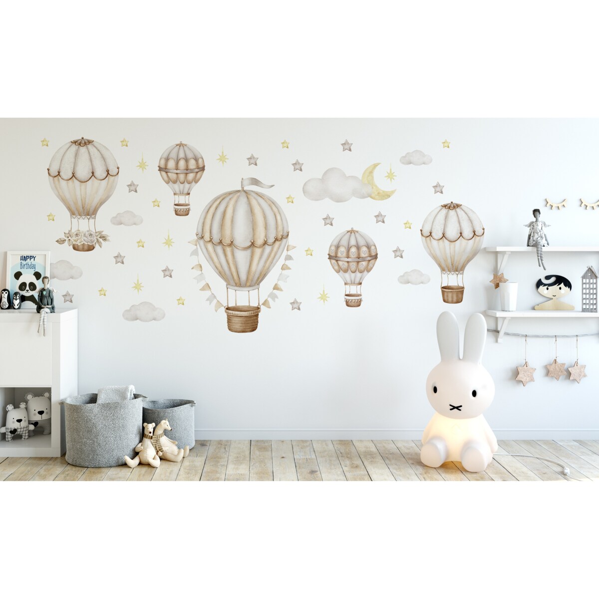 Naklejki Ścienne Dla Dzieci BALONY Chmurki Gwiazdy ZESTAW Styl Skandynawski 120x60cm