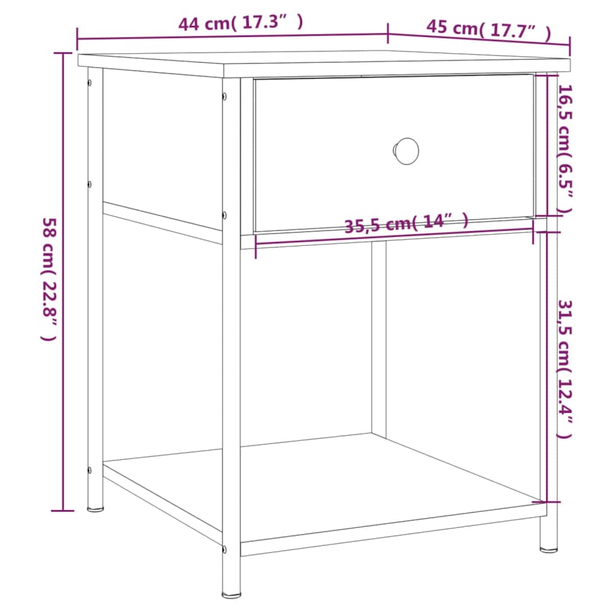 vidaXL Stoliki nocne, 2 szt., czarne, 44x45x58 cm