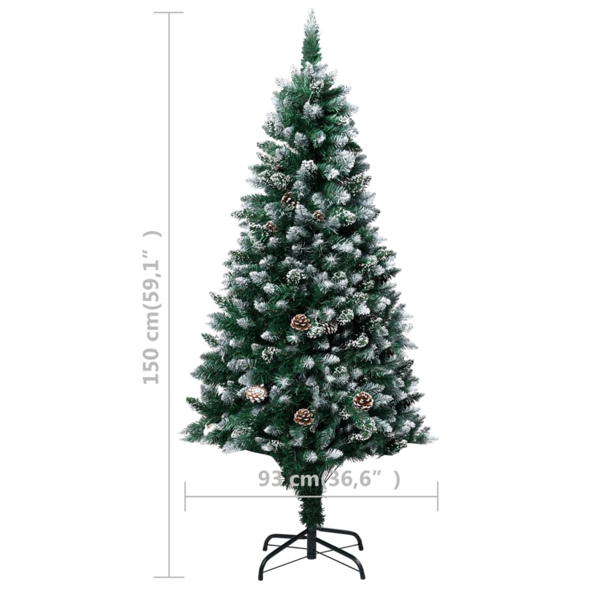vidaXL Sztuczna choinka z szyszkami i białym śniegiem, 150 cm