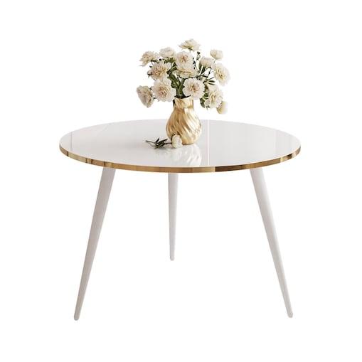 Okrągły stolik kawowy SOLEIL biały połysk