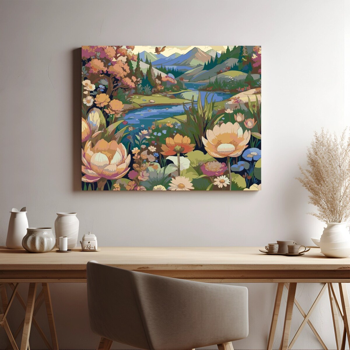 Malowanie po numerach, zestaw DIY – PASTELOWA OAZA 50x70 cm- Produkt PL