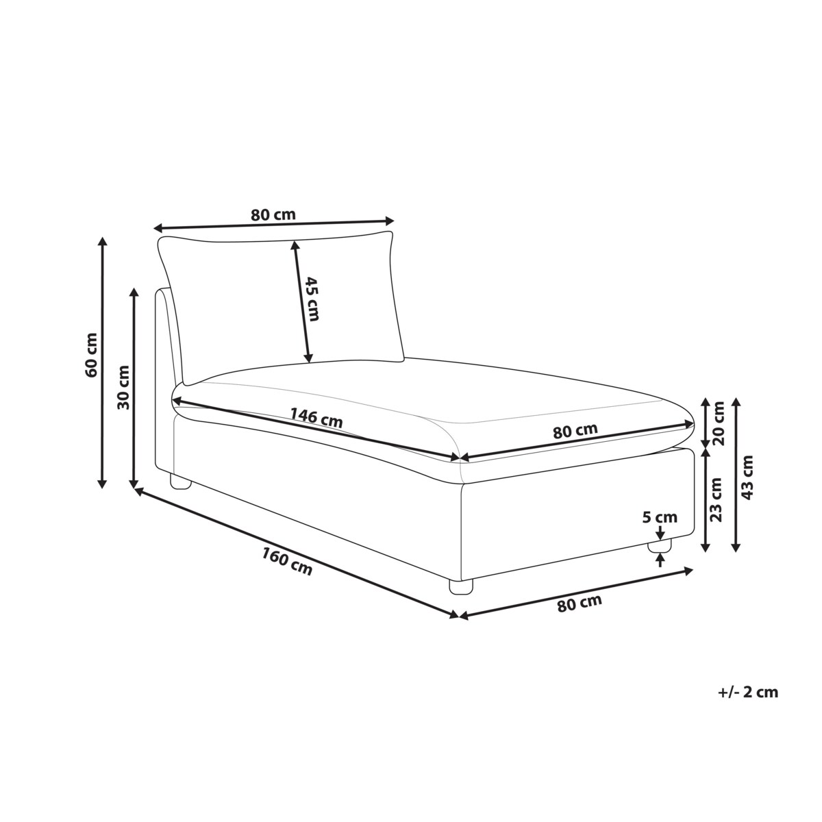 Szezlong beżowoszary VIZILLE
