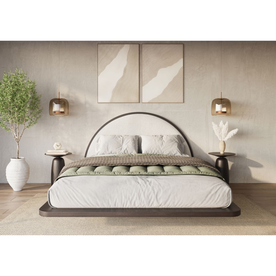 Łóżko lewitujące drewniane bukowe Visby MOMOKO / 140x200 cm, kolor palisander