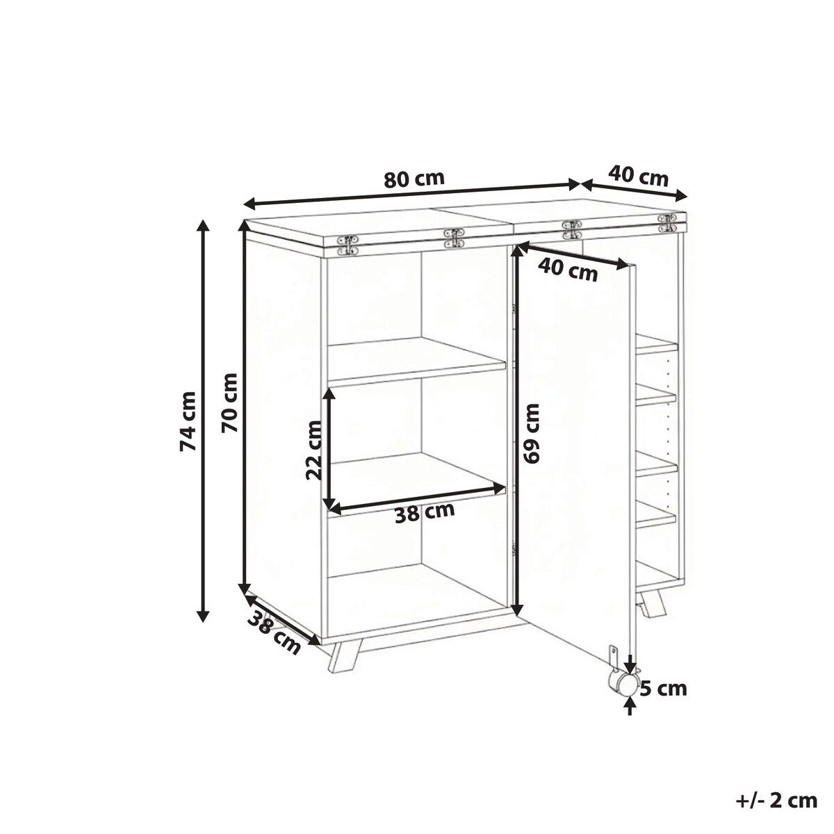 Szafka z funkcją biurka FLOMOT Biały 80 cm 40/80 cm Składane
